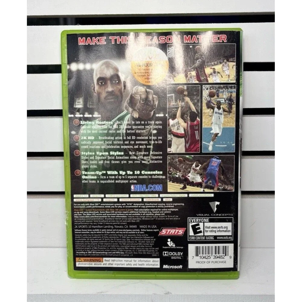 NBA 2K9 Xbox 360 Tested And Working Kevin Garnett 2k Sports